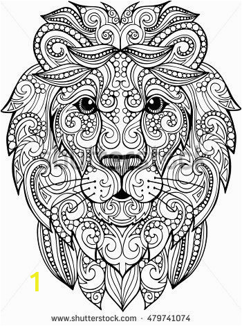 Lion Head Coloring Pages Hand Drawn Doodle Zentangle Lion Illustration Decorative