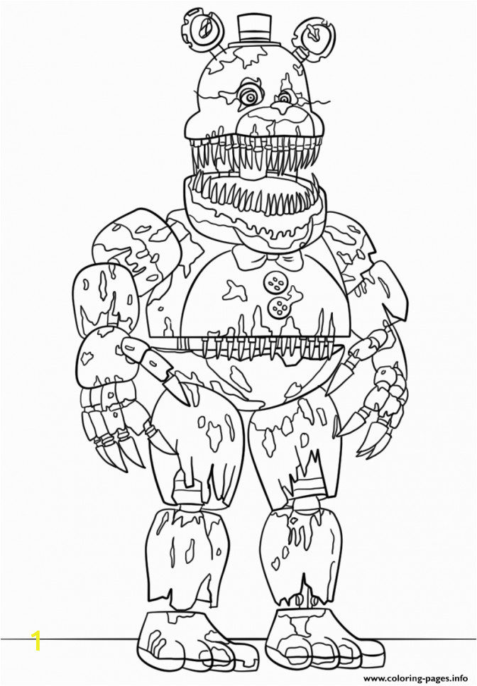 five nights at freddy039s coloring pages photo ideas print nightmare fredbear scary fnaf color 672x967