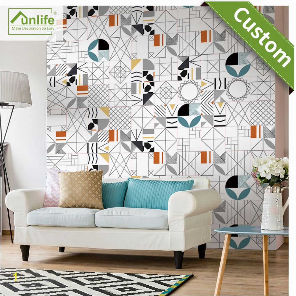 Self Adhesive Wall Murals Stickers Us $10 49 Off Funlife Tile Sticker Geometry Abstract Waterproof Self Adhesive Easy to Clean Wall Sticker Wall Art Furniture Kitchen Wallpaper In