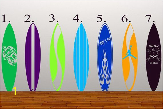 Surf Wall Mural Stickers Surfboards Kids Vinyl Decal Wall Art Wall Mural Graphics for