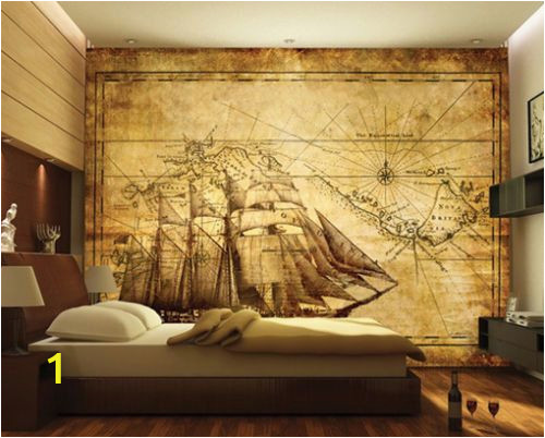 Treasure Map Wall Mural 3d Wall Mural Map Pirate Ship Treasure Map by Daculjashop On