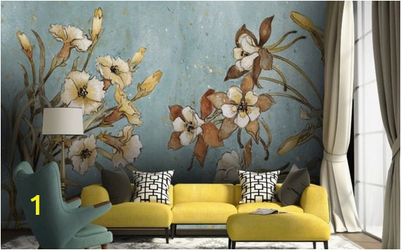 Wall Art Home Decor Murals Vintage Floral Wallpaper Retro Flower Wall Mural Watercolor