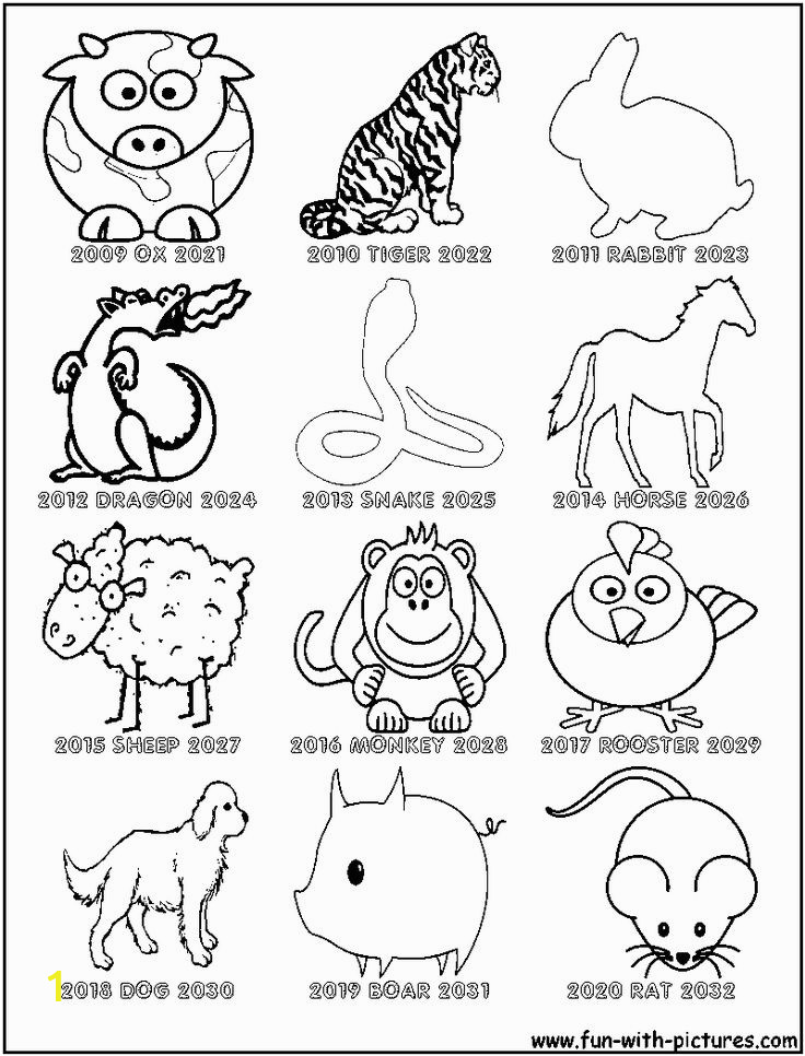 Chinese Zodiac Coloring Pages Printable Chinese Zodiac Coloring Pages Coloring Home