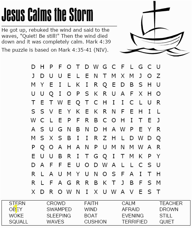 Coloring Pages for Jesus Calms the Storm Jesus Calms the Storm Word Search