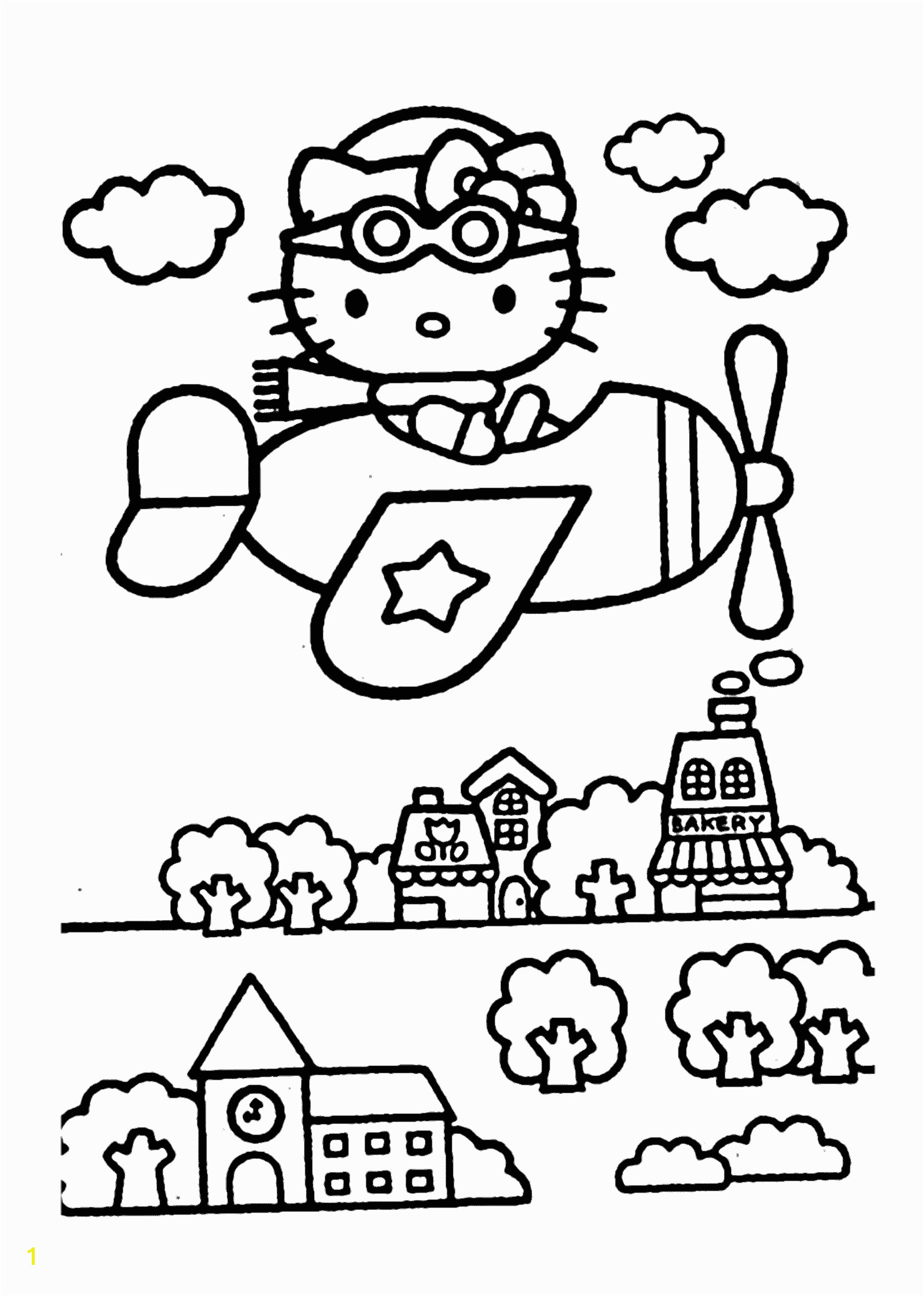 Coloring Pages Hello Kitty Plane Hello Kitty On Airplain – Coloring Pages for Kids with