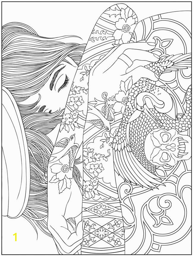 Free Coloring Pages for Adults Printable Hard to Color Body Art Tattoo Colouring Pages Free Samples Dover