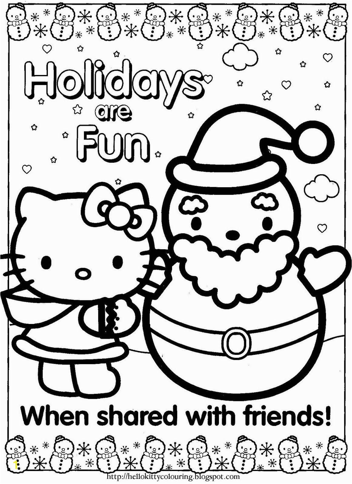 Free Downloadable Hello Kitty Coloring Pages Happy Holidays Hello Kitty Coloring Page
