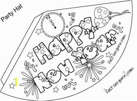 Free Printable New Years Coloring Pages Print Out Happy New Year Party Hat Coloring for Kids