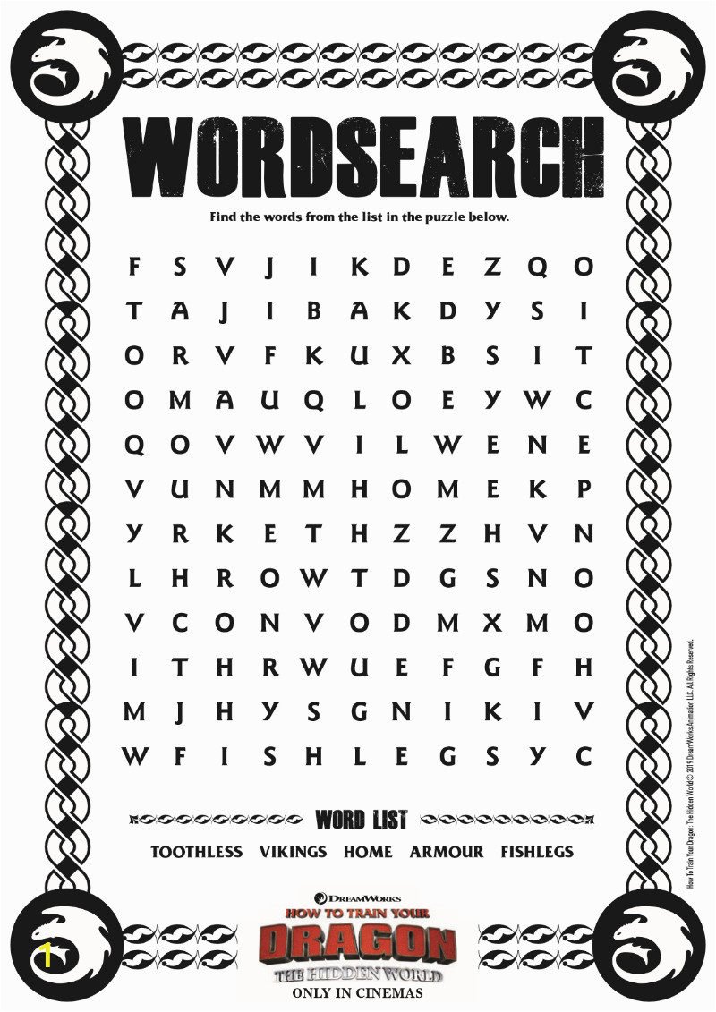 How to Train Your Dragon Printable Coloring Pages Httyd Word Search Free Printable From the Movie