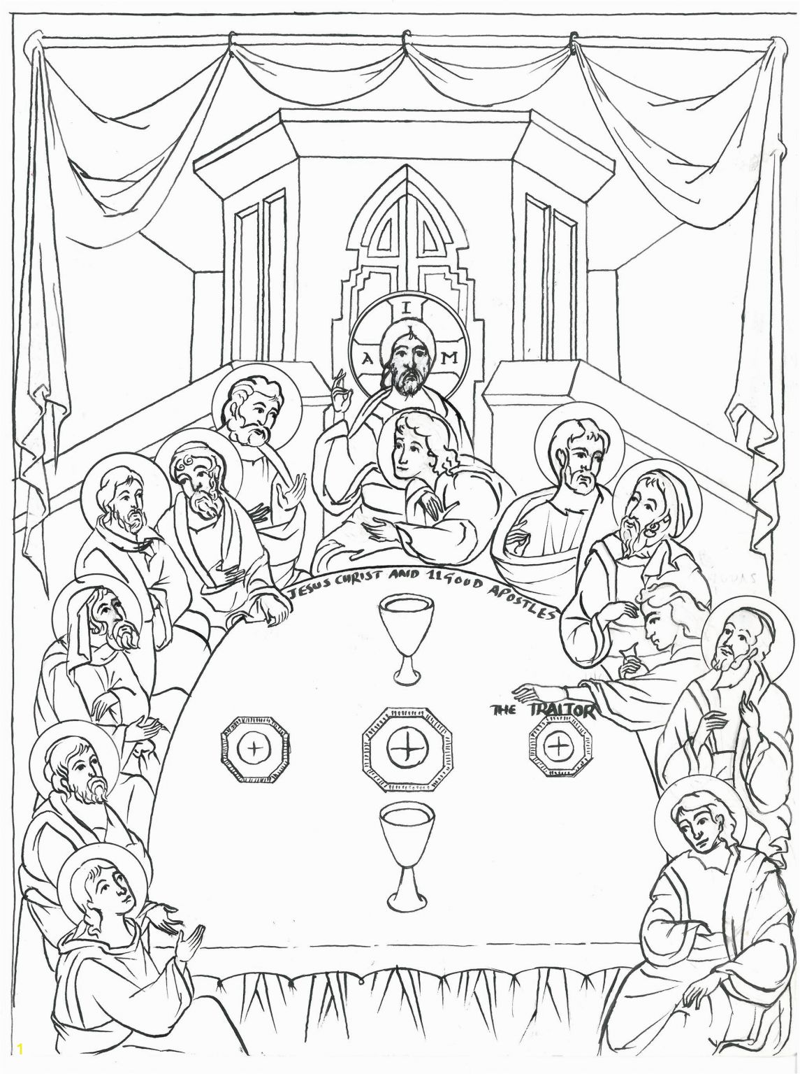 Last Supper Coloring Pages Printable Pin On Mosaic | divyajanani.org