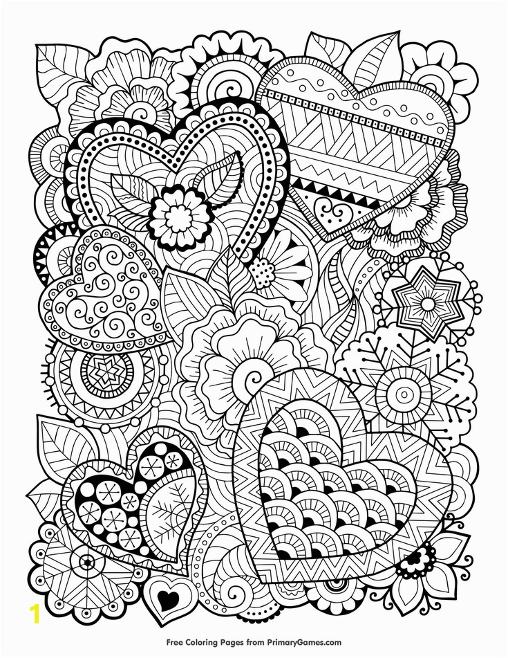 Valentines Day Coloring Pages for Adults Zentangle Hearts Coloring Page • Free Printable Ebook