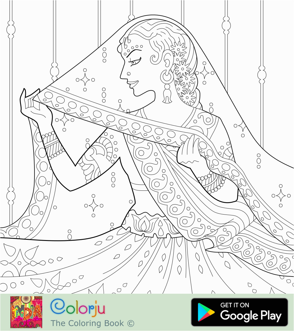 indian bride in saree coloring page colorju 4