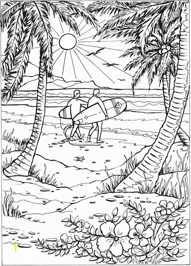 Beach Scene Coloring Pages for Adults | divyajanani.org