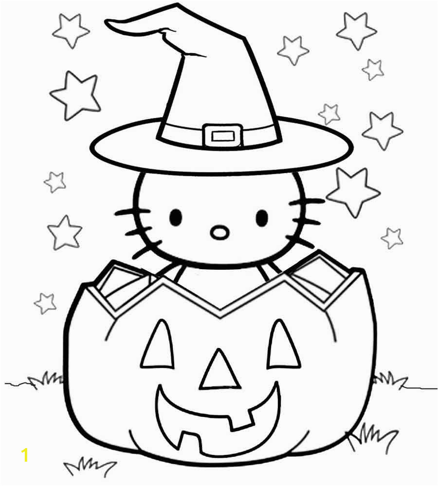 Coloring Pages Of Hello Kitty Halloween Free Hello Kitty Halloween Coloring Pages with Pumpkin