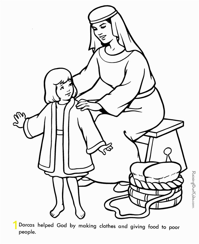 Dorcas In the Bible Coloring Pages Dorcas Bible Page to Print and Color