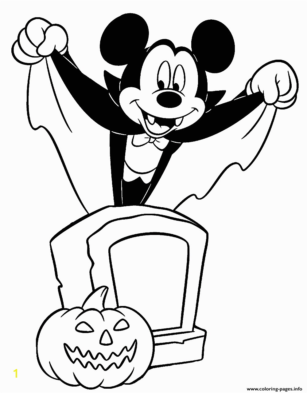 Free Printable Mickey Mouse Halloween Coloring Pages Print Mickey Mouse as A Vampire 2 Disney Halloween