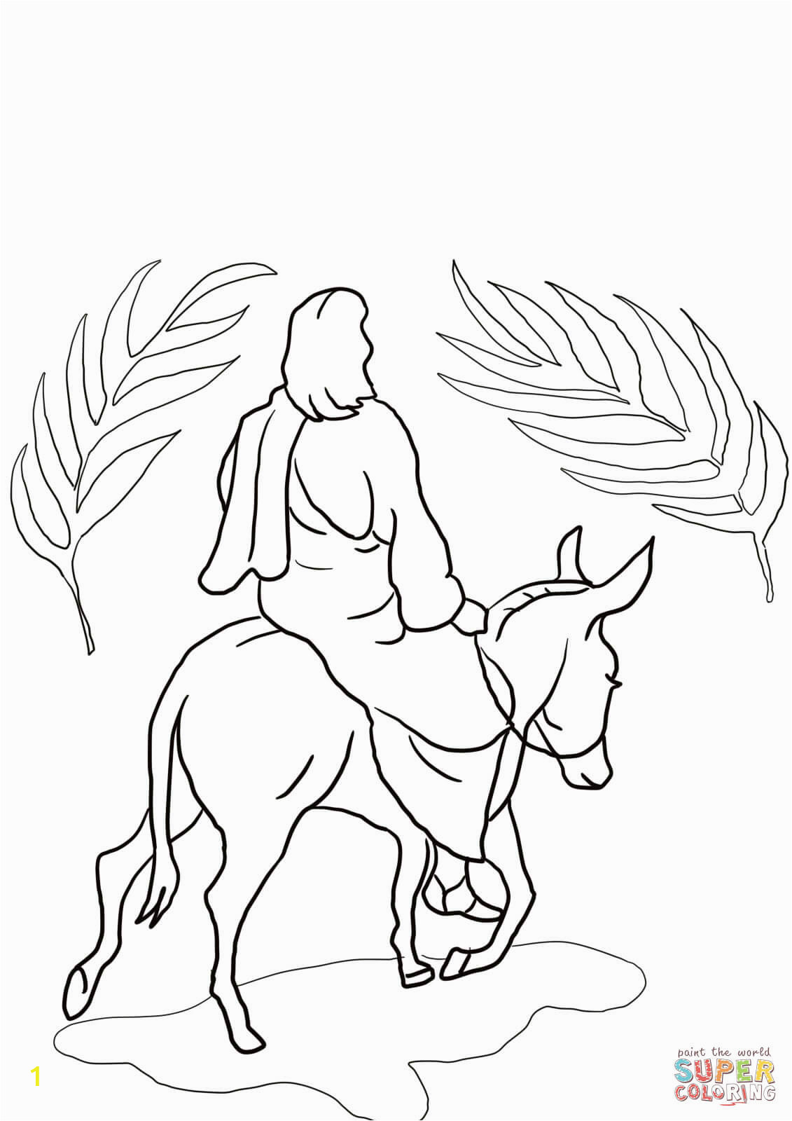 Jesus Riding On A Donkey Coloring Page Jesus Riding On A Donkey Coloring Page