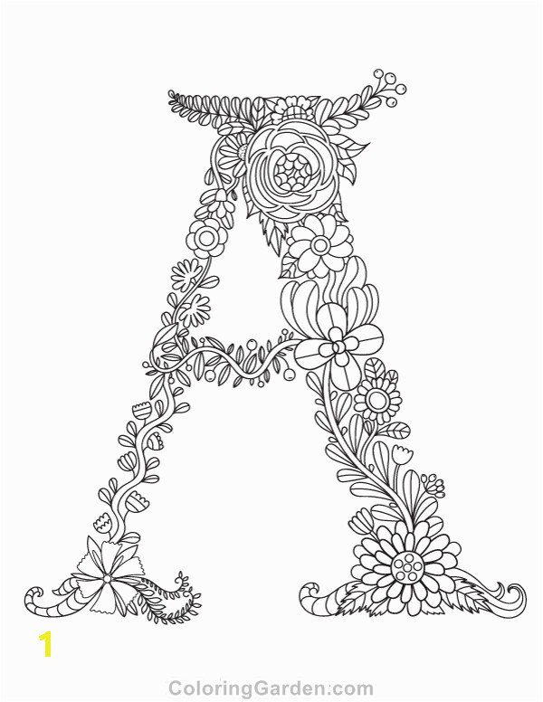Letter A Coloring Pages for Adults Floral Letter "a" Adult Coloring Page