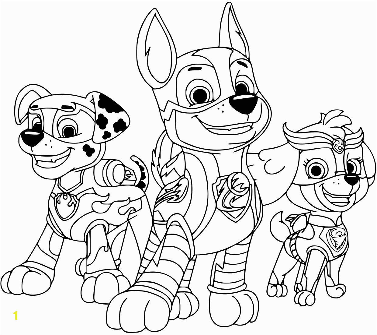 Mighty Pups Paw Patrol Coloring Pages Mighty Pups Trio Coloring Page