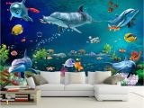 15 Foot Wall Mural Us $8 85 Off Custom Wallpaper Mural Underwater World Dolphin Wall Painting Living Room Bedroom Wallpaper for Walls 3 D Papier Peint Beibehang In