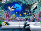 3d Dinosaur Wall Mural Us $14 91 Off 3d Wallpaper Custom Photo Non Woven Underwater World Cave Sharks 3d Wall Murals Wallpaper for Walls 3 D Room Decoration Painting In