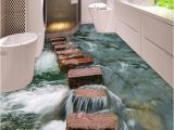 3d Floor Murals for Sale Custom 3d Floor Wallpaper Modern Art River Stones Bathroom Floor