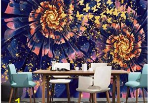 3d Floral Wall Murals Modern Dreamy Golden butterfly Flower Wall Murals