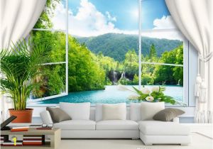 3d Interior Wall Murals Custom Wall Mural Wallpaper 3d Stereoscopic Window Landscape