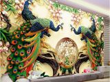 3d Mural Wall Hanging Chinese Style Classic Peacock Green Branches 3d Nature Wallpaper