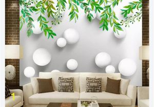 3d Photo Wall Murals Customized 3d Wallpaper Murals Wall Paper American Pastoral Hand Painted Green Leaf Ball White Ball 3d Bedroom Tv Background Wall Colorful
