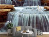 3d Waterfall Wall Mural 3d Wallpaper Modern Fashion Waterfalls Stream Mural Wall Paper Living Room Tv sofa Background Home Decor 3 D Wall Painting Free Wallpapers for