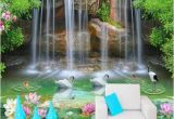 3d Waterfall Wall Mural 3d Waterfall Pool Swans and Fish Pattern Wallpaper Wall