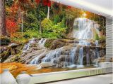 3d Waterfall Wall Mural Custom Wallpaper Murals 3d Hd forest Rock Waterfall Graphy Background Wall Painting Living Room sofa Mural Wallpaper Canada 2019 From
