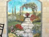 Airbrush Mural Painting Garden Mural On A Cement Block Wall Colorful Flower Garden Mural