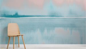 Amidst the Mist Wall Mural Coral and Blue Watercolor Lake Wall Mural In 2019