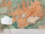 Antique Map Wall Mural Iceland Vintage Map Mural Wallpaper