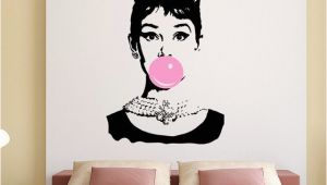 Audrey Hepburn Wall Mural Audrey Hepburn Bubble Gum Beauty Hair Salon Wall Decal Sticker Art
