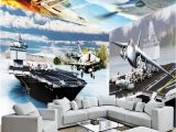 Aviation Wall Murals Beibehang Fighter Aircraft Carrier 3d Large Wall Mural Hd Tv