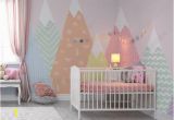 Baby Girl Wall Murals Hand Painted Geometric Nursery Children Wallpaper Pink