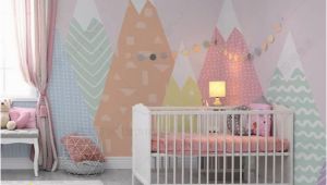 Baby Girl Wall Murals Hand Painted Geometric Nursery Children Wallpaper Pink