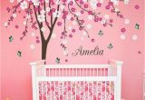 Baby Girl Wall Murals Plum Flower Blossom Tree butterfly Personalized Custom Name