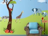 Baby Jungle Safari Wall Mural Jungle Safari Wall Decal Sticker Kit Jumbo Set