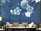 Bamboo Wall Decals Murals Beibehang Wallpaper Mural Chinese Style Bamboo Leaves Peony Flowers