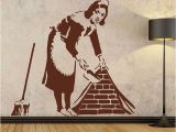 Banksy Wall Mural Wallpaper Banksy Maid Wall Sticker Home Decor Street Art Vinyl Stencil Graffiti Cleaning Lady Decals House Decoration Free Shipping