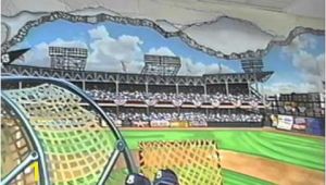 Baseball Stadium Wallpaper Murals Hand Painted Wall Mural Ebbets Baseball Field by Muralist Bonnie