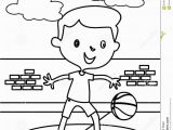 Basketball Player Coloring Pages Little Boy Playing Basketball Coloring Page Stock Illustration