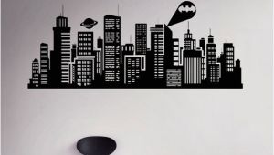 Batman Cityscape Wall Mural Gotham City Wall Decal Batman Night City Vinyl Sticker Ics Home