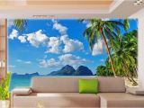 Beach Murals Cheap 3d Wallpaper Bedroom Living Mural Roll Palm Beach Sea Scenery Wall