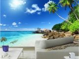 Beach Wall Murals Cheap Us $9 43 Off Custom 3d Poster Wallpaper Beach Scenery Living Room Bedroom Tv Background Wall Mural Wallpaper Decor Roll Blue Sky White Clouds In