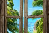 Beach Window Wall Murals Beach Cabin Window Mural 8 E Piece Peel and Stick Canvas